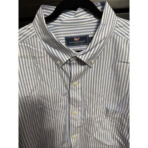 Vineyard Vines XL Button-Down Stretch Cotton Spandex Regular Blue Striped‎ Mens